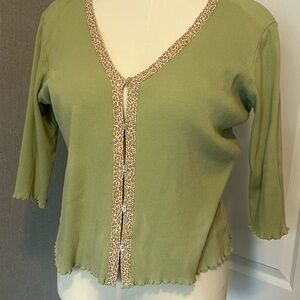 Green Button-Up Women’s  Top Vintage-Style Sweater by JH Collectibles